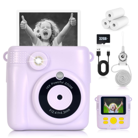 Children's Polaroid Camera, Will Spit Photos Of Children's Camera, Parent-child Interaction Gods, Mini Portable, Birthday Holiday Gift First Choi (Option: Taro purple)