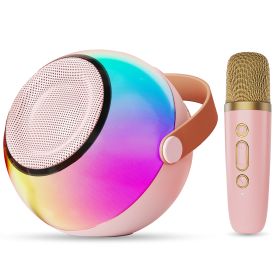 D25 Mini Karaoke Machine With Dazzling Lights And Wireless Microphones (Option: Pink-One)
