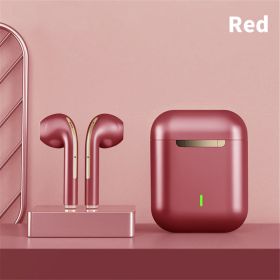 Wireless Earphone Noise Cancelling Headset Bluetooth HD Business Headphone Stereo In-Ear Handsfree Earbuds (Color: Red1, Ships From: China)