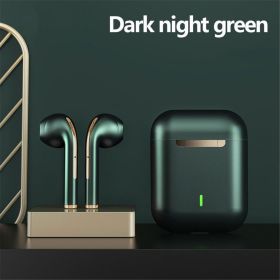 Wireless Earphone Noise Cancelling Headset Bluetooth HD Business Headphone Stereo In-Ear Handsfree Earbuds (Color: Dark green, Ships From: China)