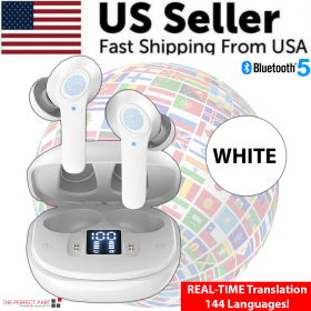 Translator Earbuds 144 Languages Real Time Online OffLine Translation Earphones (Color: White)