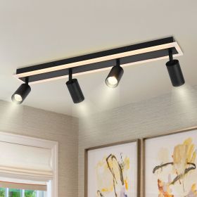3-Lights LED Track Lighting Fixtures, Flexible Black Ceiling Directional Spot Light (Numbers of Light: 4-Light)