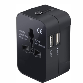 Travel Adapter With USB C, Universal All In One Worldwide Travel Adapter Power Converters Wall Charger AC Power Plug Adapter USB Type C Charging (Color: Black)